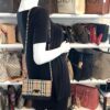 Burberry Goatskin Cotton Canvas Vintage Check D-Ring Mini Bag Black Antique Yellow 2