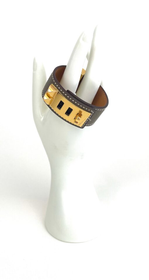 Hermes Collier de Chien 24 Bracelet Brown Gold Hardware T1 - Image 3