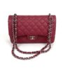 Chanel Caviar Quilted Jumbo Double Flap Deep Red Silver Series 14