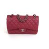 Chanel Caviar Quilted Jumbo Double Flap Deep Red Silver Series 14 7