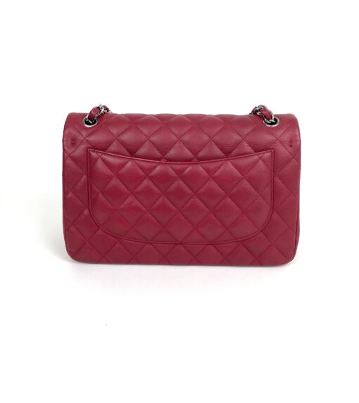 Chanel Caviar Quilted Jumbo Double Flap Deep Red Silver Series 14 - Image 9