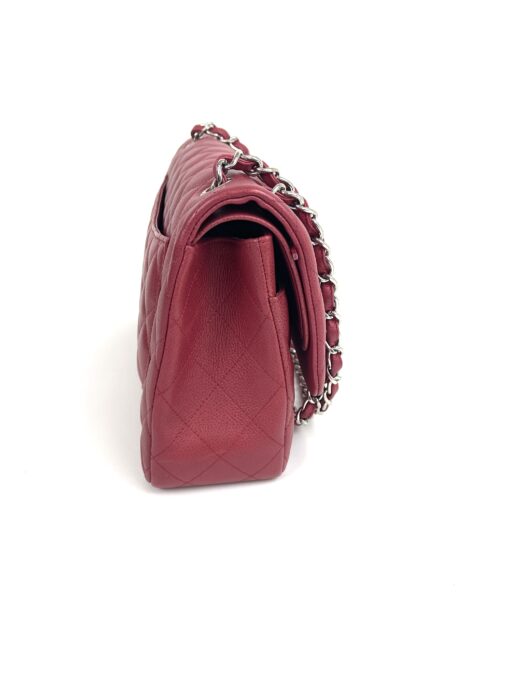 Chanel Caviar Quilted Jumbo Double Flap Deep Red Silver Series 14 - Image 13