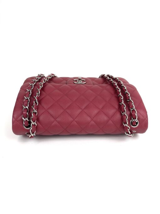 Chanel Caviar Quilted Jumbo Double Flap Deep Red Silver Series 14 - Image 23