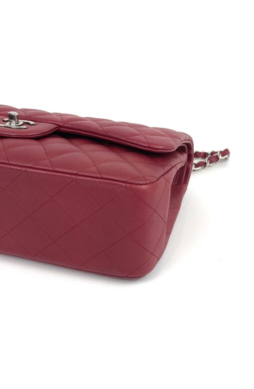 Chanel Caviar Quilted Jumbo Double Flap Deep Red Silver Series 14 - Image 22