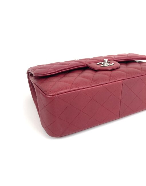 Chanel Caviar Quilted Jumbo Double Flap Deep Red Silver Series 14 - Image 21