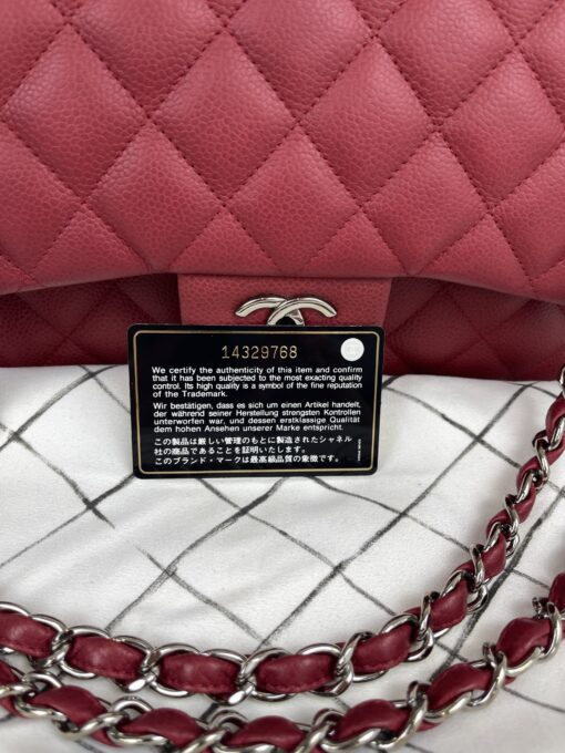 Chanel Caviar Quilted Jumbo Double Flap Deep Red Silver Series 14 - Image 16