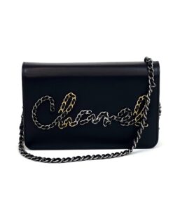 Chanel Calf Signe Chain Logo Flap WOC Black Crossbody 2019