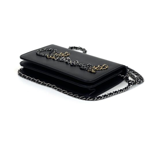 Chanel Calf Signe Chain Logo Flap WOC Black Crossbody 2019 - Image 10