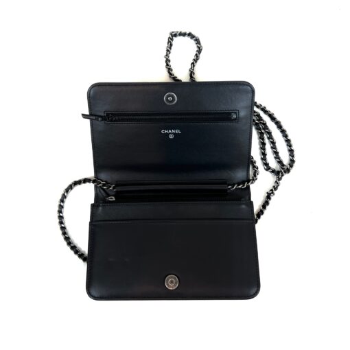 Chanel Calf Signe Chain Logo Flap WOC Black Crossbody 2019 - Image 7