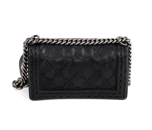 Chanel Black Caviar Whipstitch 10″ Boy Bag Ruthenium Hardware 3