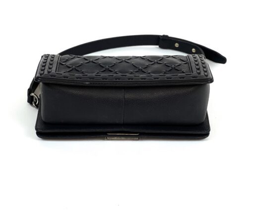 Chanel Black Caviar Whipstitch 10″ Boy Bag Ruthenium Hardware 11