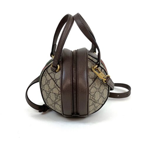 Gucci Supreme Monogram Textured Dollar Calfskin Web Mini Ophidia Basketball Shaped Shoulder Bag Beige Brown New Acero - Image 5