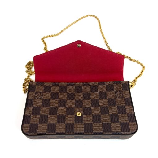 Louis Vuitton Damier Ebene Pochette Felicie Crossbody with Cerise Red Interior - Image 13