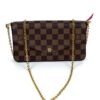 Louis Vuitton Damier Ebene Pochette Felicie Crossbody with Cerise Red Interior 6