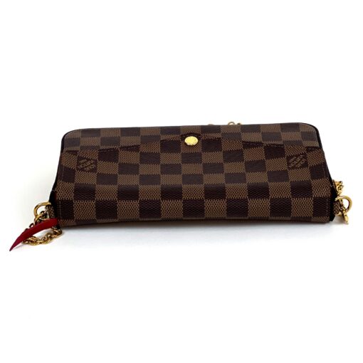 Louis Vuitton Damier Ebene Pochette Felicie Crossbody with Cerise Red Interior - Image 12