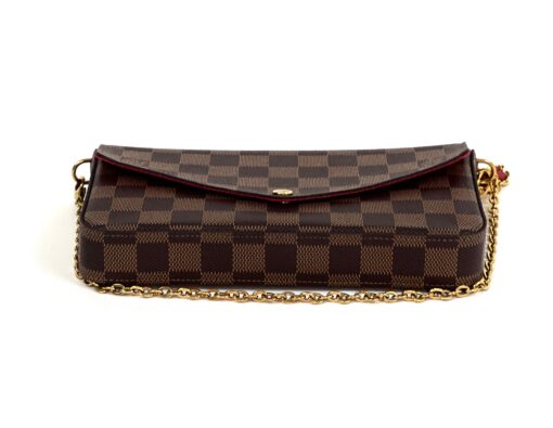 Louis Vuitton Damier Ebene Pochette Felicie Crossbody with Cerise Red Interior - Image 10