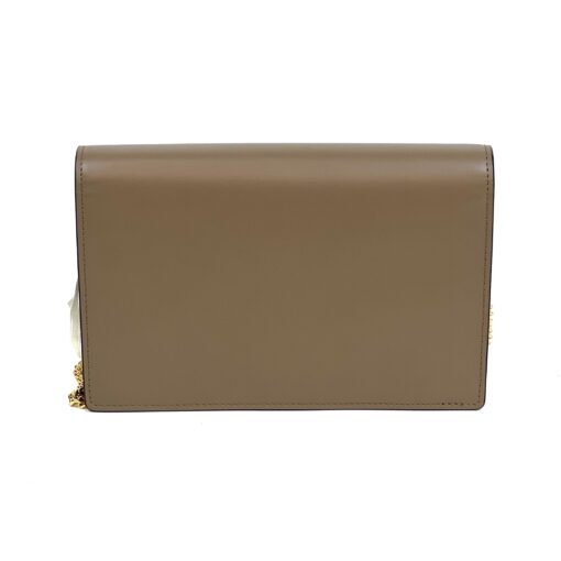 Fendi Vitello King Tamponato Logo Embossed Medium Wallet On Chain Tarfuto Taupe - Image 4