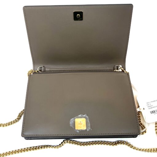 Fendi Vitello King Tamponato Logo Embossed Medium Wallet On Chain Tarfuto Taupe - Image 17