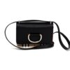 BURBERRY Goatskin Vintage Check Mini D-Ring Bag Black Crossbody 15