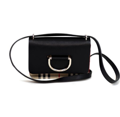 BURBERRY Goatskin Vintage Check Mini D-Ring Bag Black Crossbody - Image 15