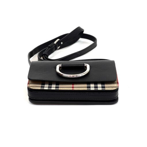 BURBERRY Goatskin Vintage Check Mini D-Ring Bag Black Crossbody - Image 7