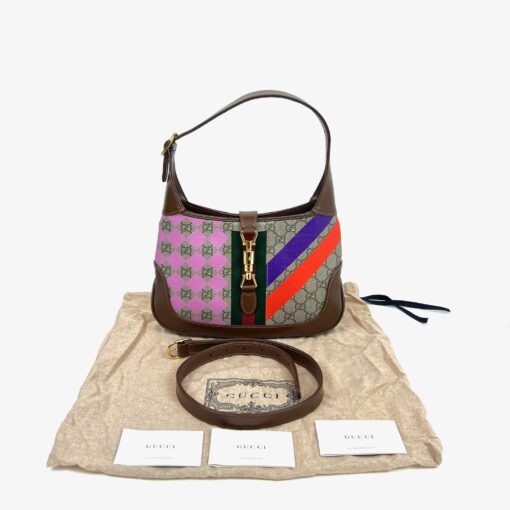 Gucci Supreme Monogram Azalea Calfskin Print Web Small Jackie 1961 Hobo Multicolor 2