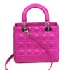 Christian Dior Lady Dior Medium Lambskin Cannage Hot Pink Silver (Copy) 2