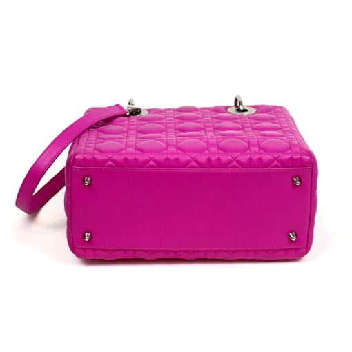 Christian Dior Lady Dior Medium Lambskin Cannage Hot Pink Silver 12