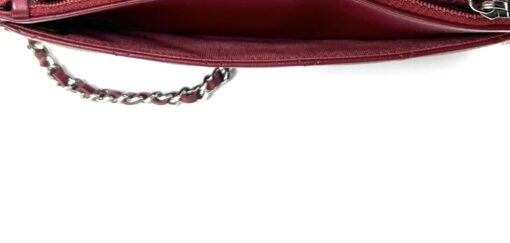 Chanel Red Lambskin Classic Quilted Wallet On Chain Silver - Image 15