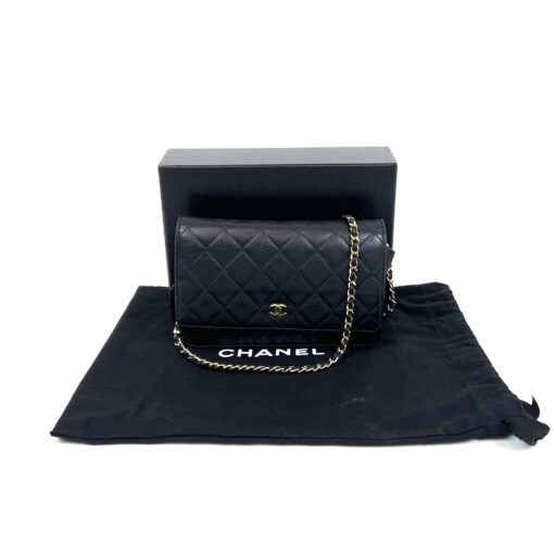 CHANEL Black Caviar Wallet On Chain WOC Shoulder Bag Crossbody GHW 3