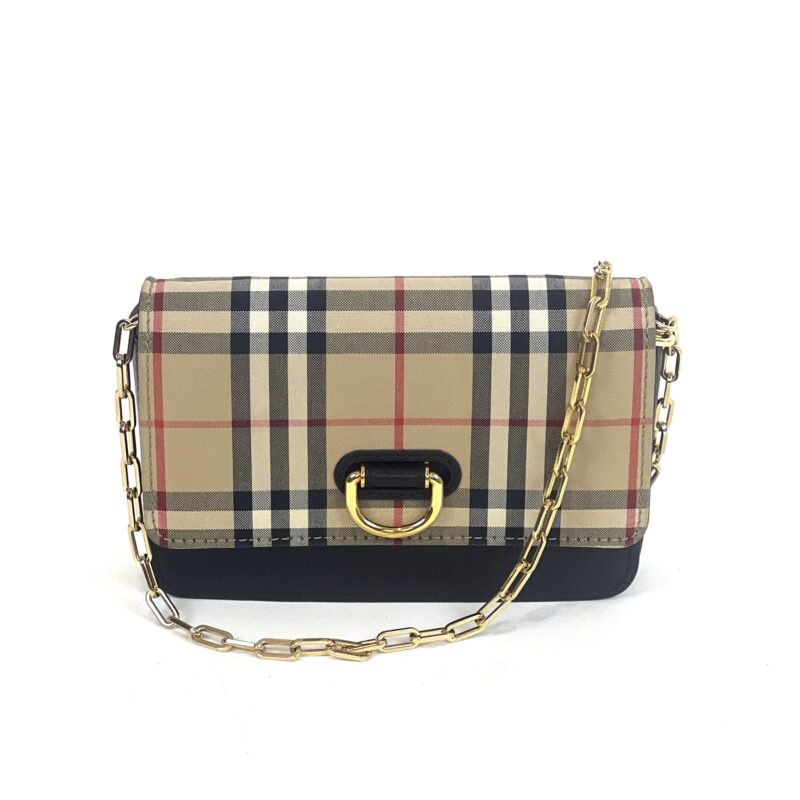 Burberry Goatskin Cotton Canvas Vintage Check D-Ring Mini
