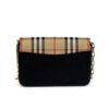 Burberry Goatskin Cotton Canvas Vintage Check D-Ring Mini Bag Black Antique Yellow 3