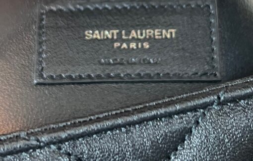 YSL Saint Laurent College Large Quilted Black Leather V-Flap Shoulder Bag Silver - Image 12