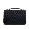 YSL Saint Laurent College Large Quilted Black Leather V-Flap Shoulder Bag Silver (Copy) 4