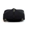 YSL Saint Laurent College Large Quilted Black Leather V-Flap Shoulder Bag Silver (Copy) 9