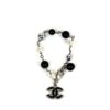 CHANEL Black Silver Beaded Metal Faux Pearls CC Bracelet 15