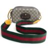 Gucci Supreme Monogram Azalea Calfskin Web Horsebit 1955 Wallet On Strap Beige Ebony Brown Sugar 21