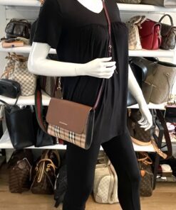 Burberry Haymarket Check Brown Flap Crossbody or Clutch 2