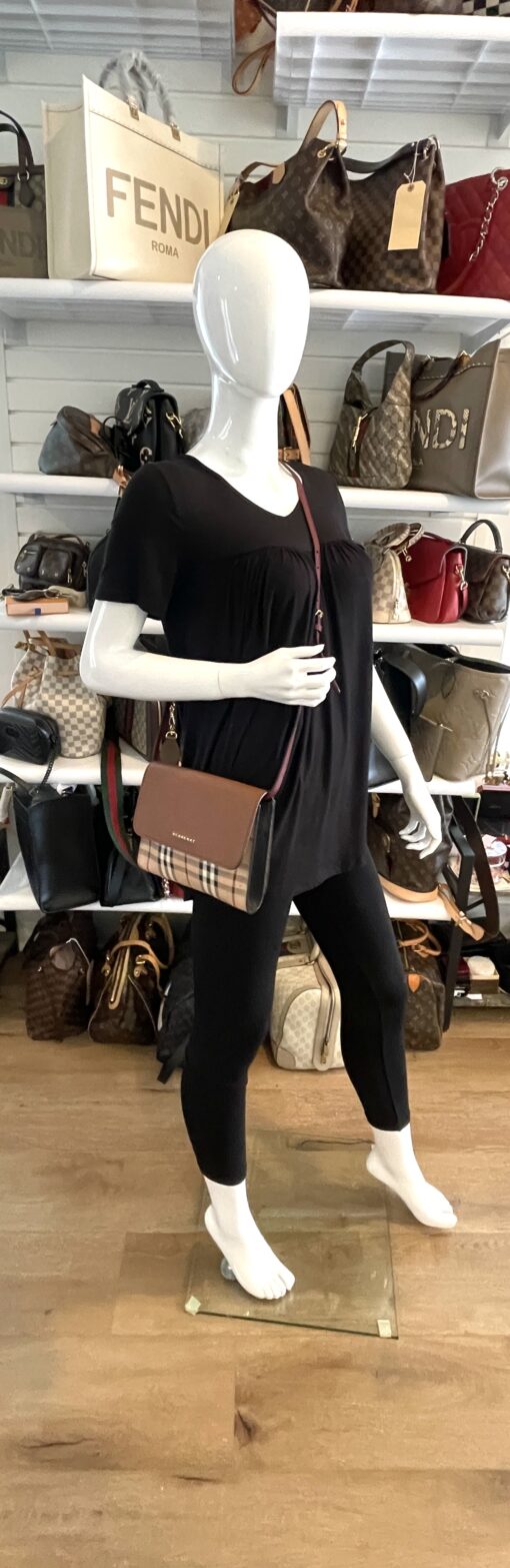 Burberry Haymarket Check Brown Flap Crossbody or Clutch 2