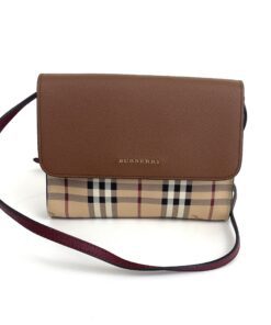 Burberry Haymarket Check Brown Flap Crossbody or Clutch