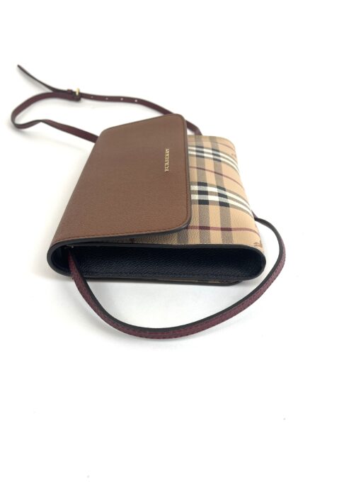 Burberry Haymarket Check Brown Flap Crossbody or Clutch - Image 8