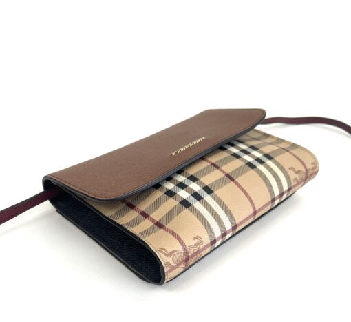 Burberry Haymarket Check Brown Flap Crossbody or Clutch - Image 16