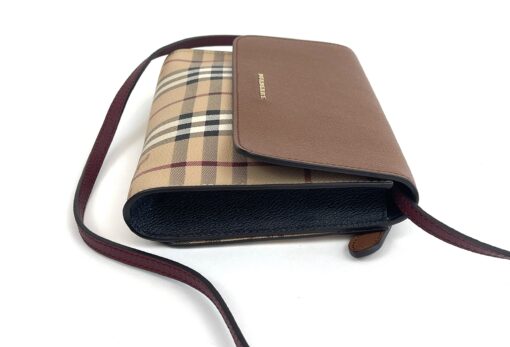 Burberry Haymarket Check Brown Flap Crossbody or Clutch - Image 7