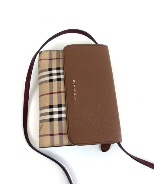 Burberry Haymarket Check Brown Flap Crossbody or Clutch - Image 13