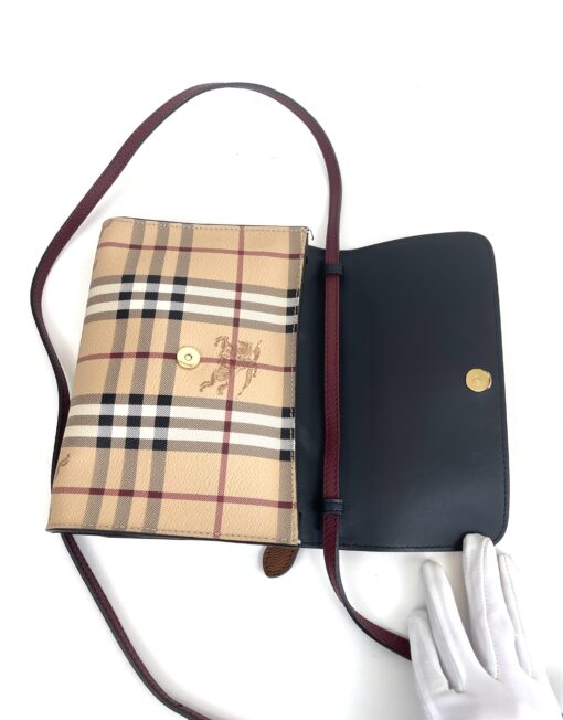 Burberry Haymarket Check Brown Flap Crossbody or Clutch 10