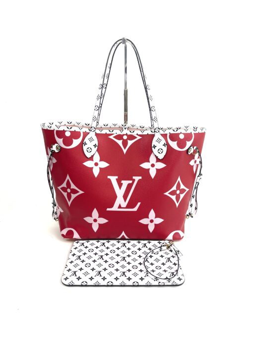 Louis Vuitton Monogram Giant Neverfull MM Rouge with Pouch - Image 6