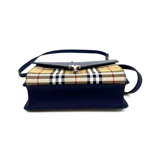 Burberry Derby Calfskin Macken Check Crossbody Bag Navy - Image 5