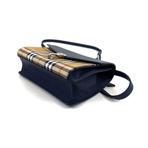 Burberry Derby Calfskin Macken Check Crossbody Bag Navy - Image 10