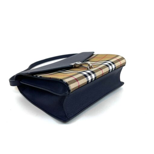 Burberry Derby Calfskin Macken Check Crossbody Bag Navy - Image 11