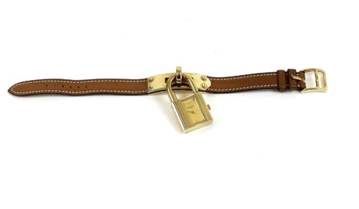 Hermes Kelly Bracelet Watch with Caramel Color Leather Band - Image 9